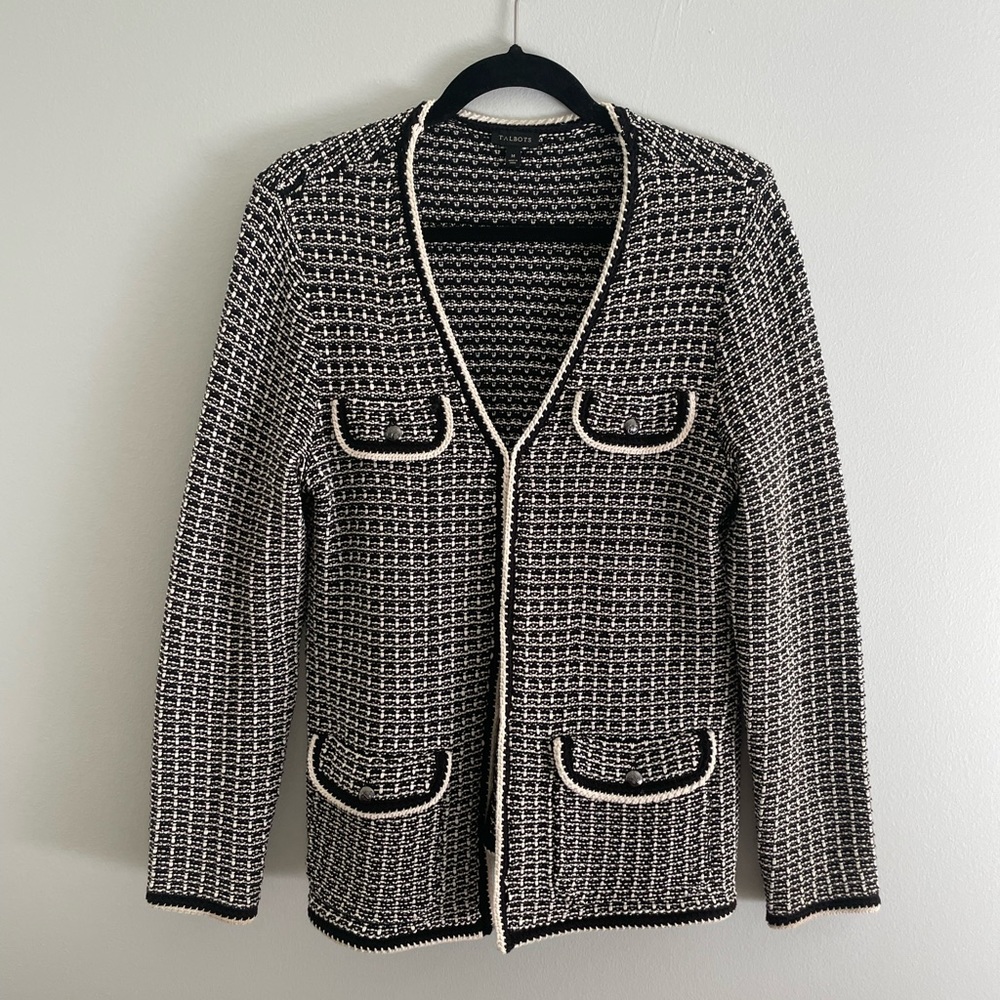 Talbots Black & White Cardigan/jacket